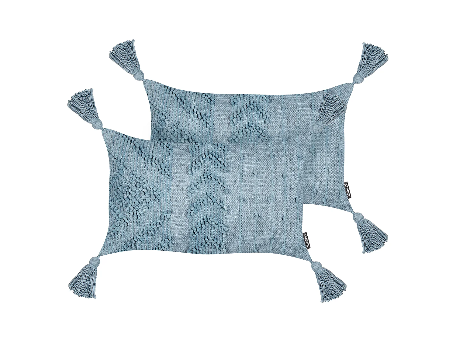 Conjunto de 2 almofadas decorativas VALVARIA Algodão 30 x 50 cm Azul Padrão chevrón