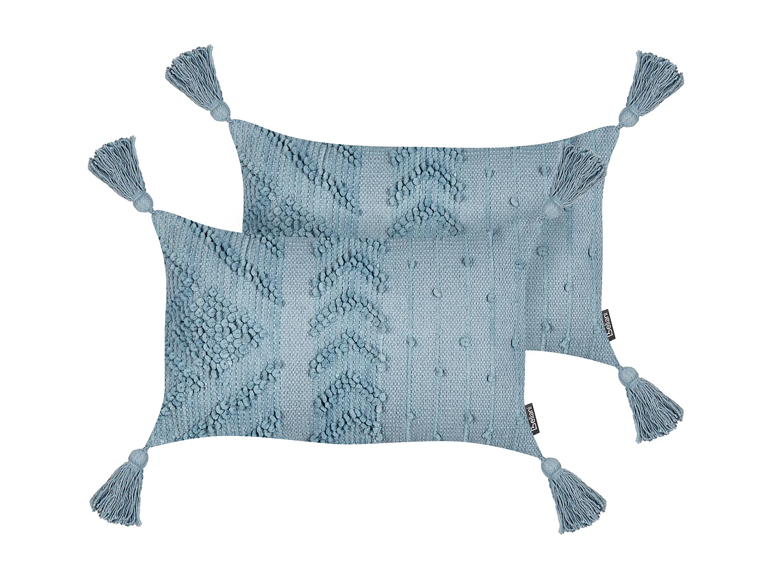 Conjunto de 2 almofadas decorativas VALVARIA Algodão 30 x 50 cm Azul Padrão chevrón