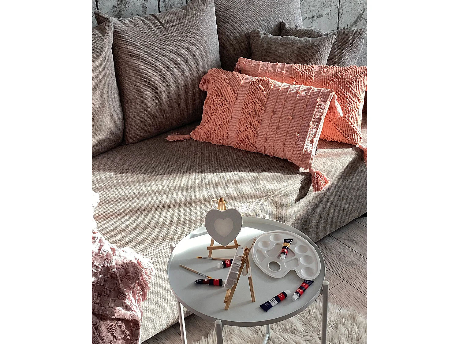 Lot de 2 coussins décoratifs VALVARIA Coton 30 x 50 cm Rose pêche Motif à chevrons