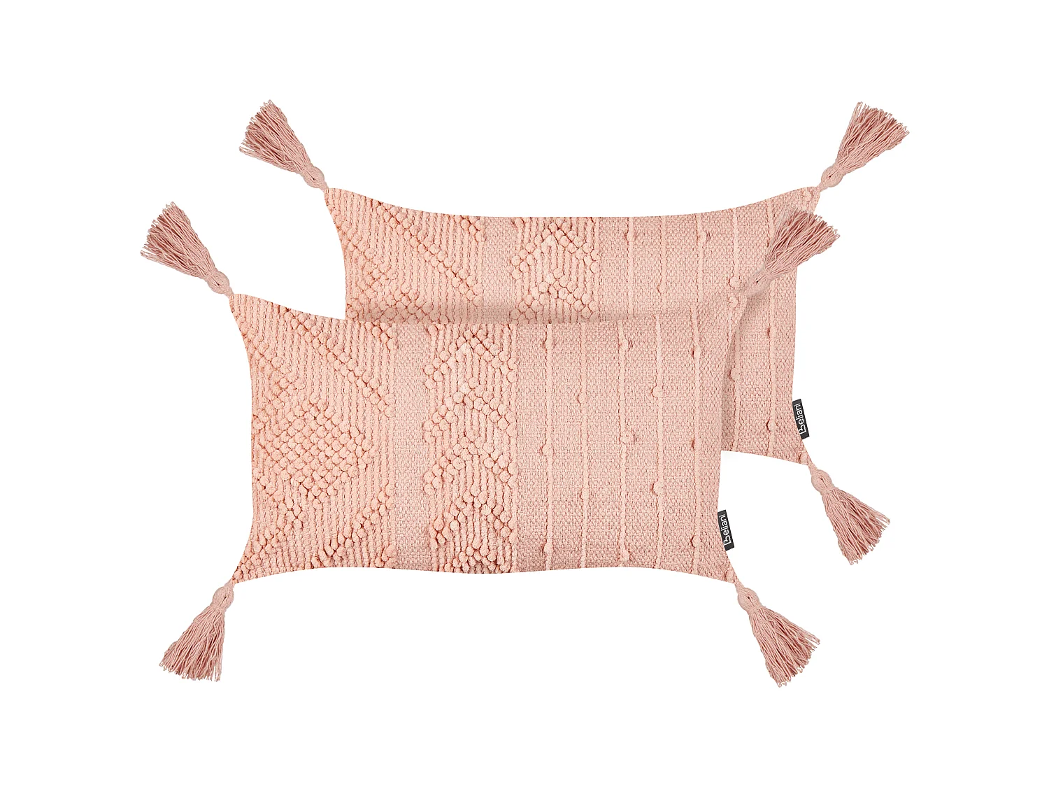 Set of 2 Decorative Cushions VALVARIA Cotton 30 x 50 cm Peach Pink Chevron Pattern