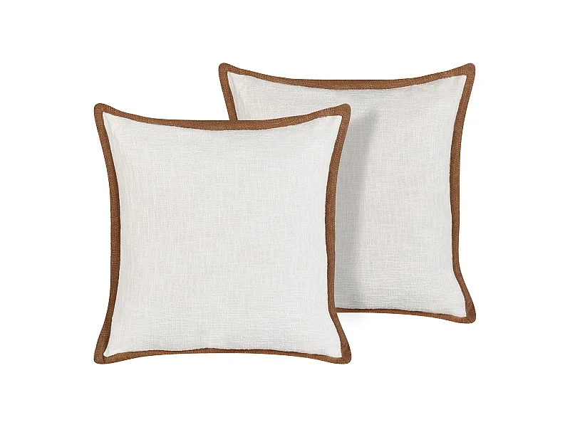 Conjunto de 2 almofadas decorativas IANTHE Algodão 45 x 45 cm Branco creme Sólido