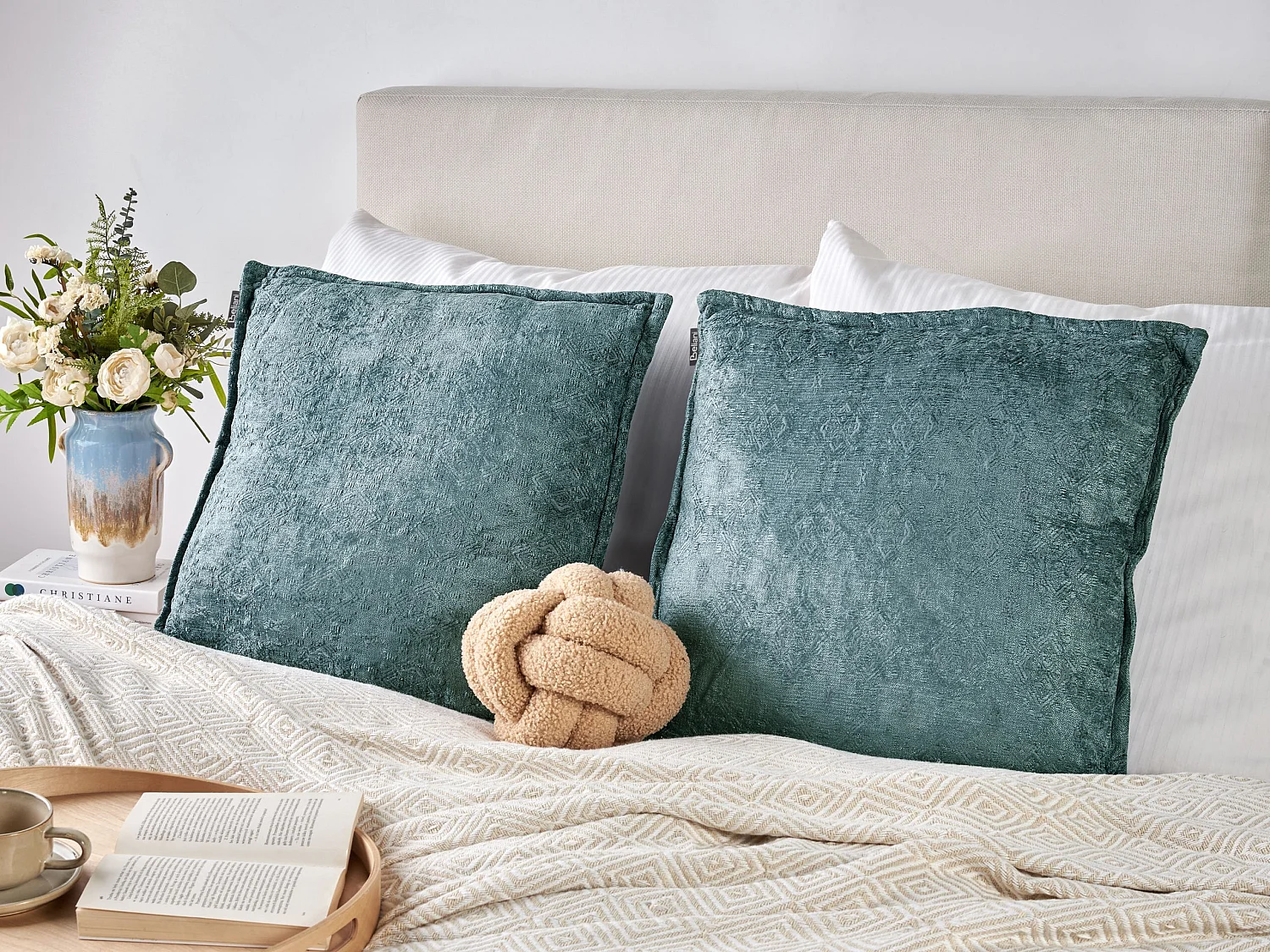 Set van 2 decoratieve kussens VERPIS Katoen 50 x 50 cm Blauw Effen