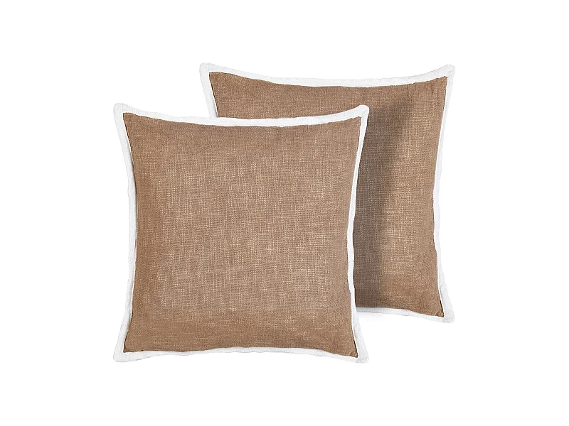 Dekokissen 2er Set Baumwolle braun 45x45 cm mit Quasten zweifarbig modern Ianthe