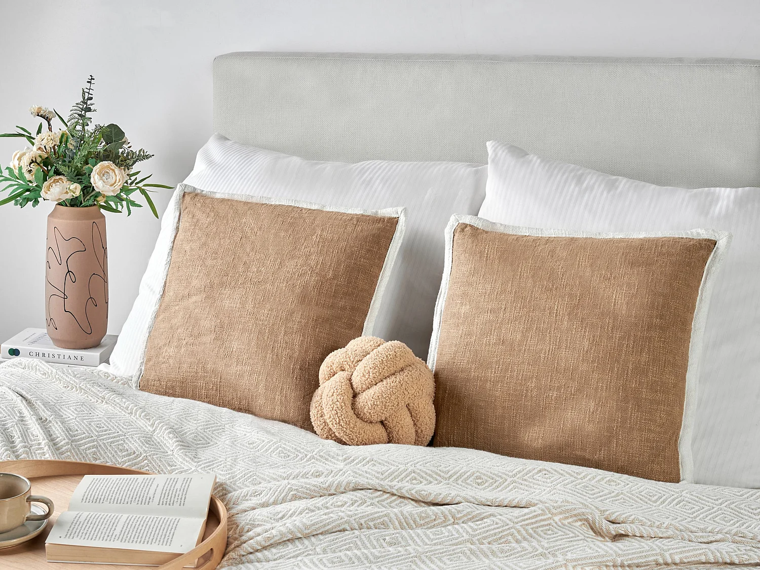 Lot de 2 coussins décoratifs IANTHE Coton 45 x 45 cm Marron Unicolore