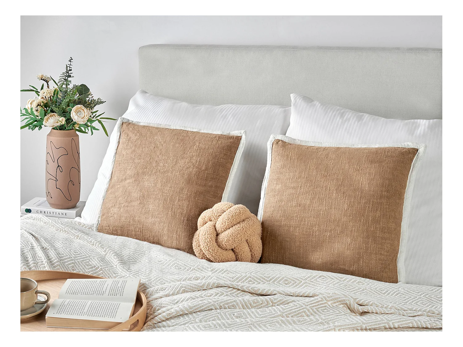 Lot de 2 coussins décoratifs IANTHE Coton 45 x 45 cm Marron Unicolore