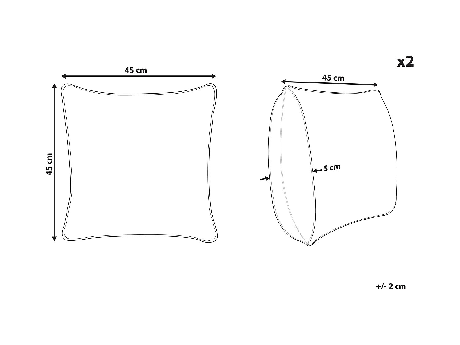 Lot de 2 coussins décoratifs IANTHE Coton 45 x 45 cm Marron Unicolore