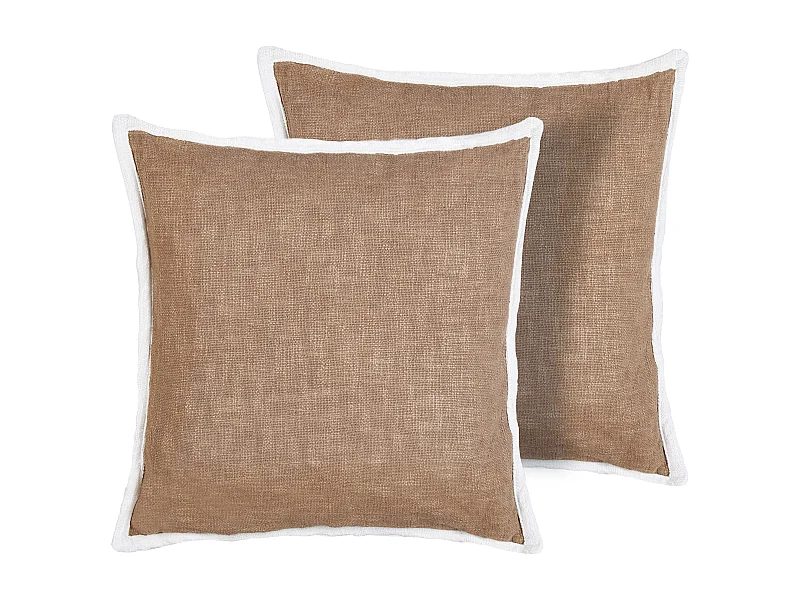 Set di 2 cuscini IANTHE Cotone 45 x 45 cm Marrone Tinta unita