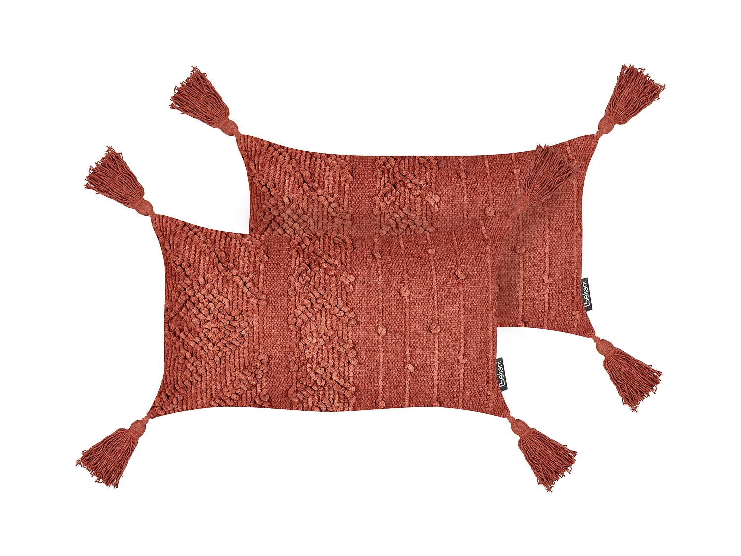 Dekokissen 2er Set Baumwolle hell rot 30x50 cm mit Quasten einfarbig Valvaria