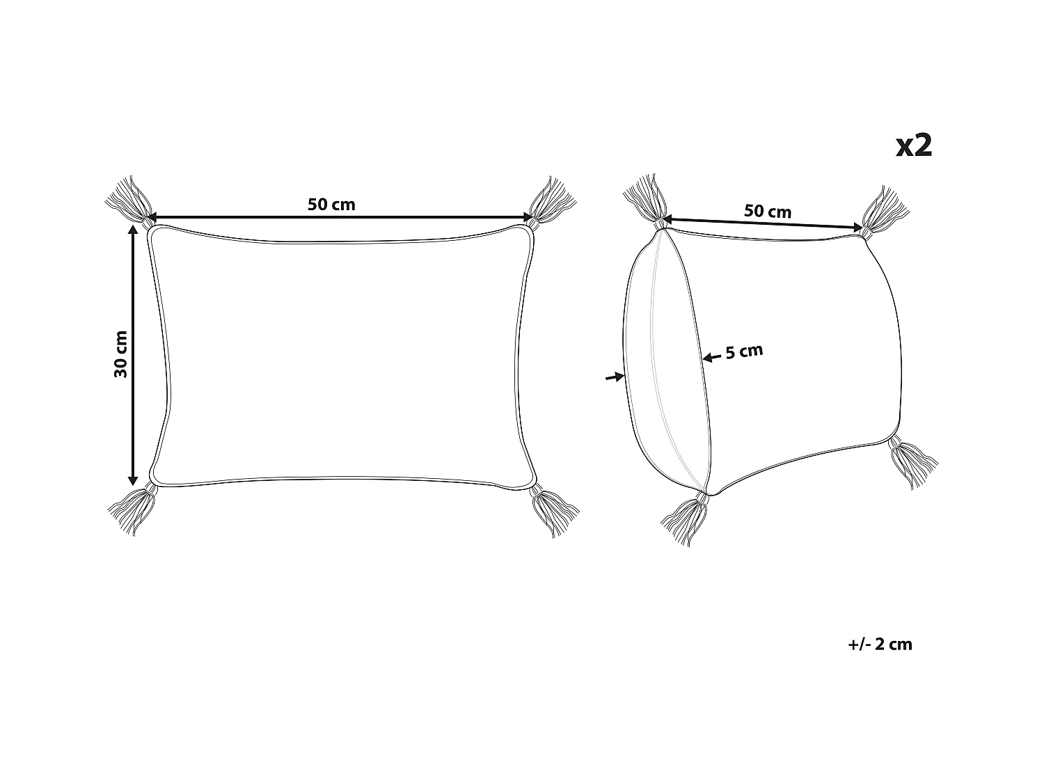 Dekokissen 2er Set Baumwolle hell rot 30x50 cm mit Quasten einfarbig Valvaria