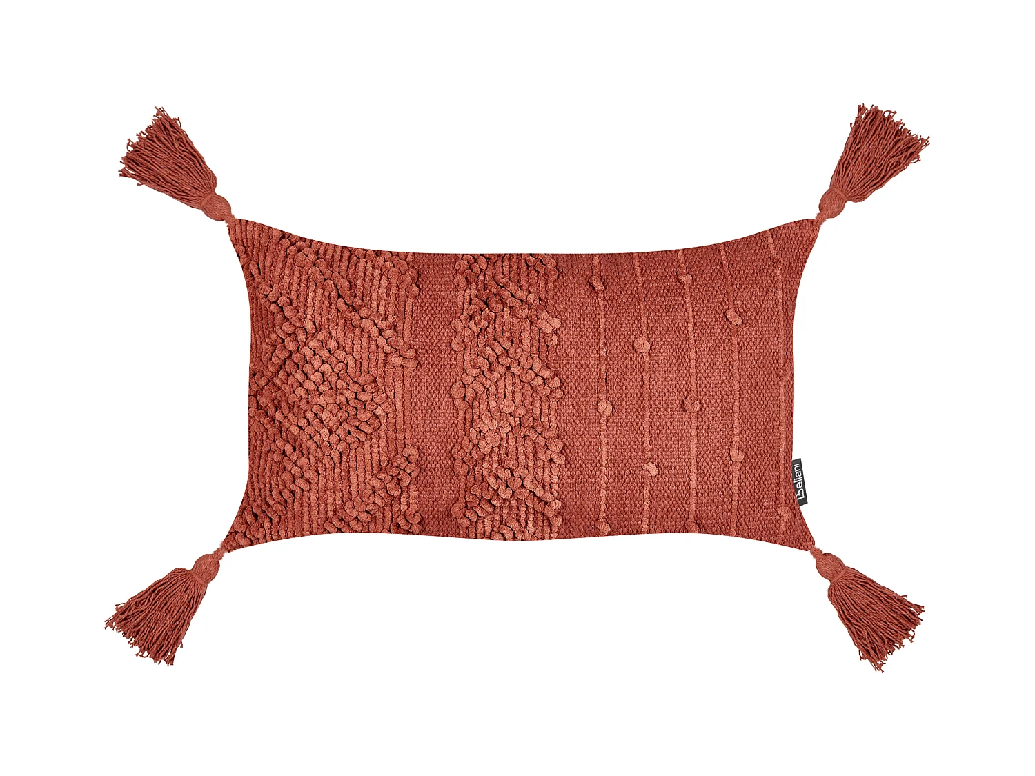 Dekokissen 2er Set Baumwolle hell rot 30x50 cm mit Quasten einfarbig Valvaria