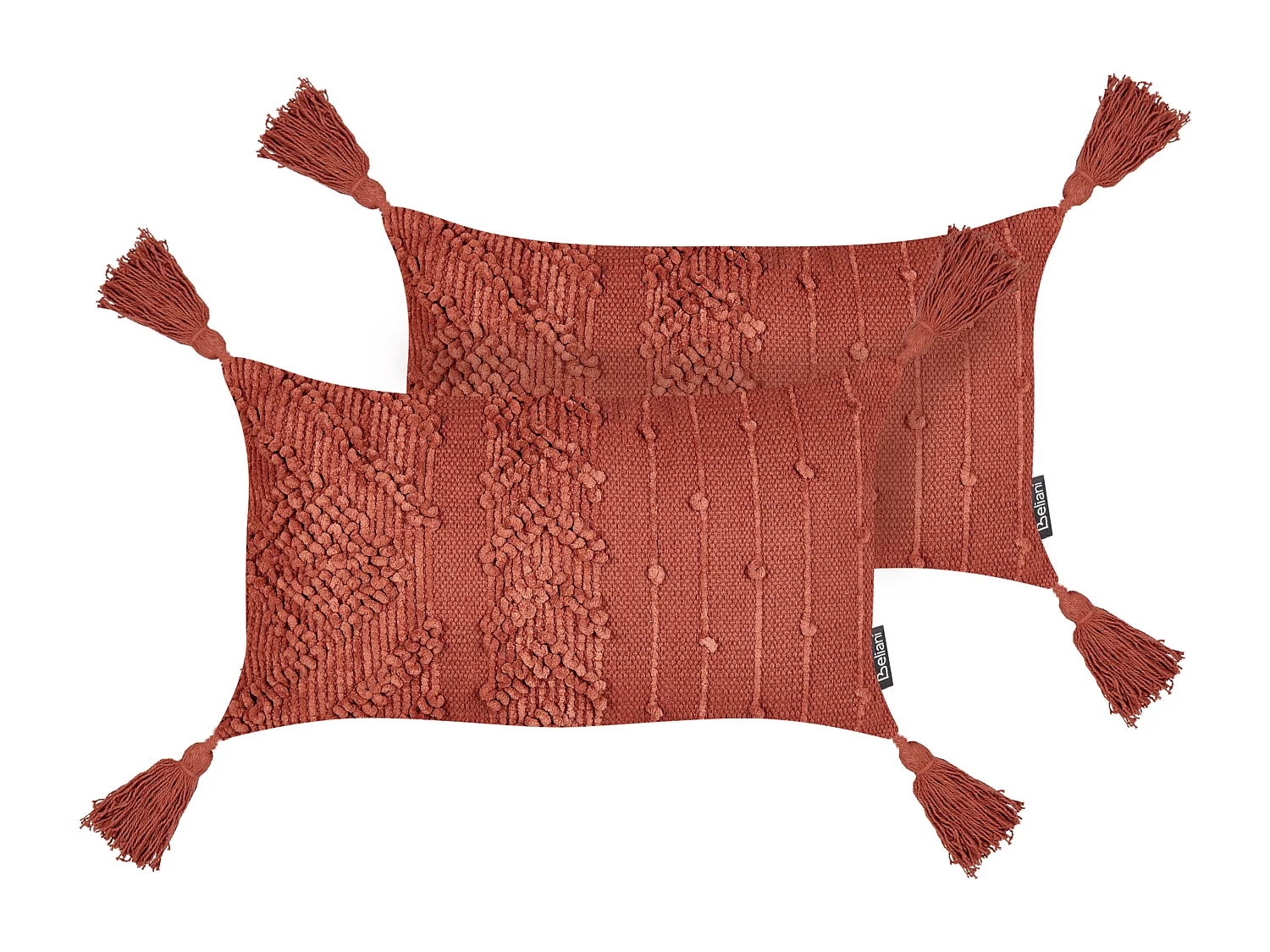 Set van 2 decoratieve kussens VALVARIA Katoen 30 x 50 cm Rood Chevron patroon