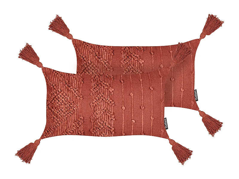 Conjunto de 2 almofadas decorativas VALVARIA Algodão 30 x 50 cm Vermelho Padrão chevrón