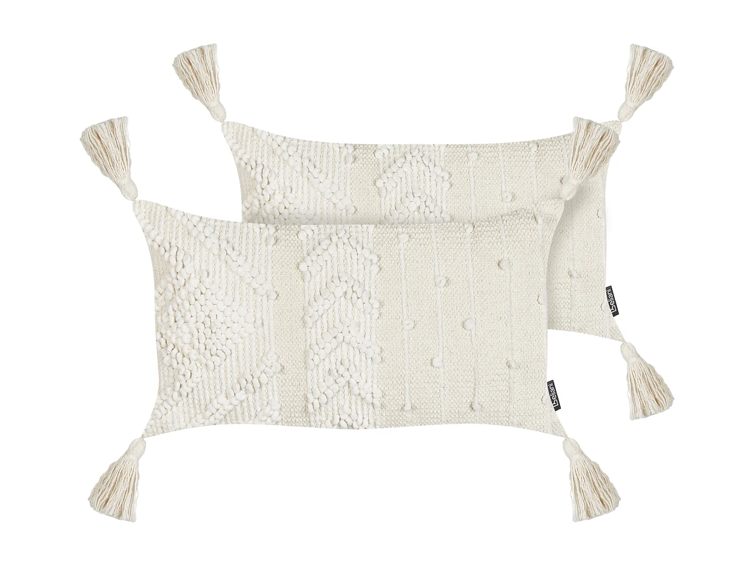 Lot de 2 coussins décoratifs VALVARIA Coton 30 x 50 cm Blanc cassé Motif à chevrons