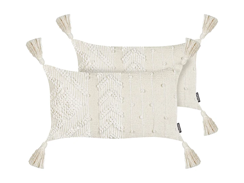 Lot de 2 coussins décoratifs VALVARIA Coton 30 x 50 cm Blanc cassé Motif à chevrons