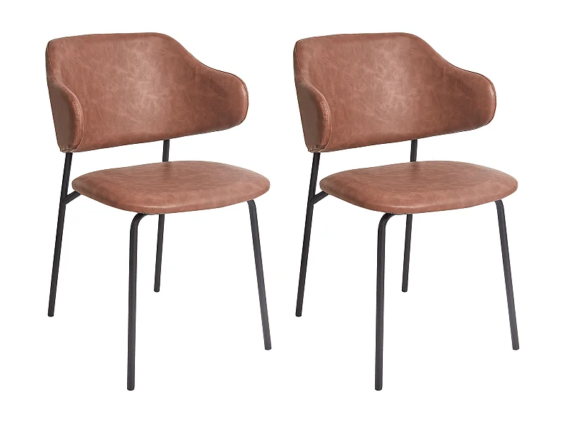 Conjunto de 2 cadeiras de jantar KENAI Pele sintética Castanho