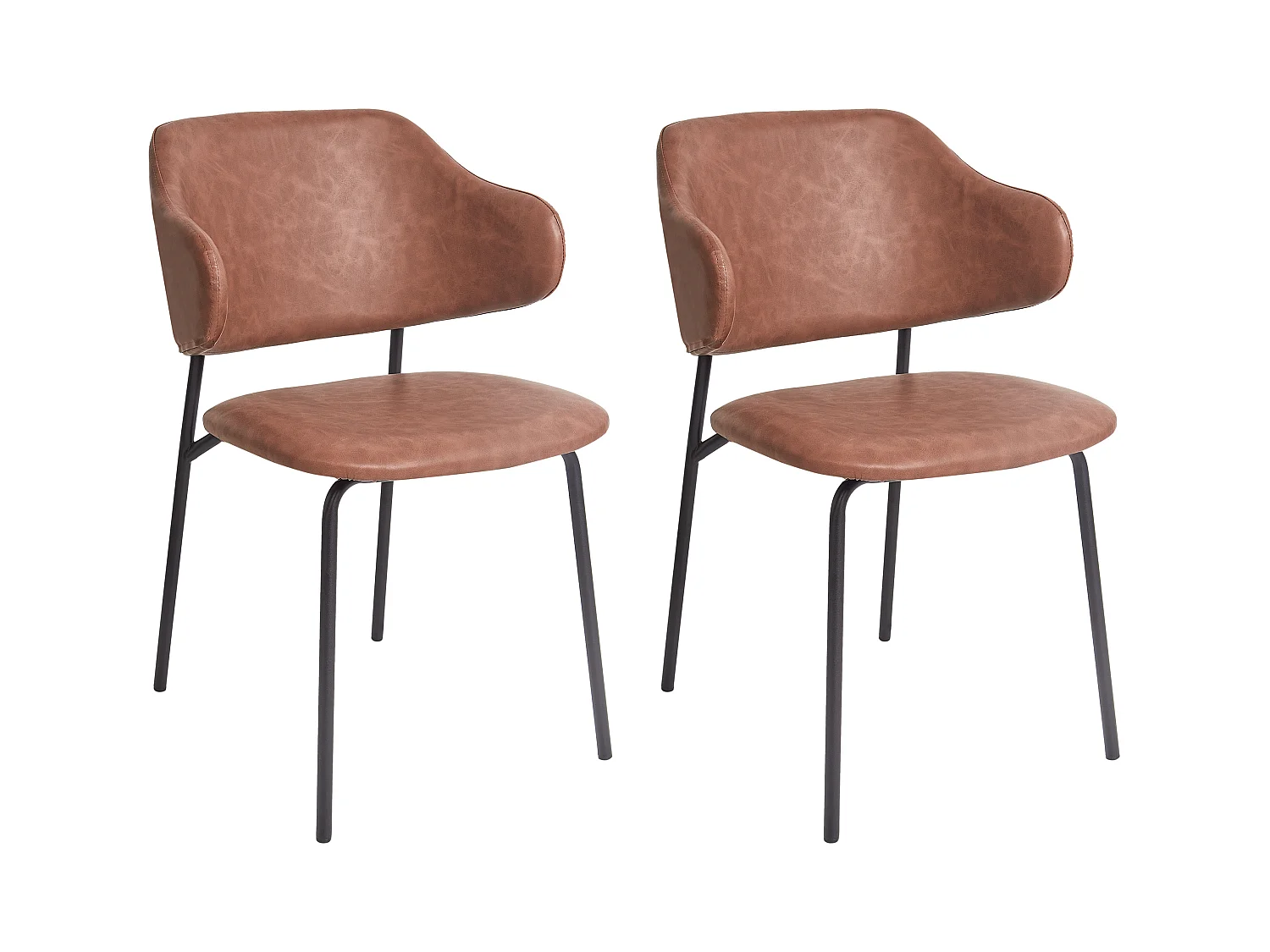 Lot de 2 chaises de salle à manger KENAI Cuir PU Marron
