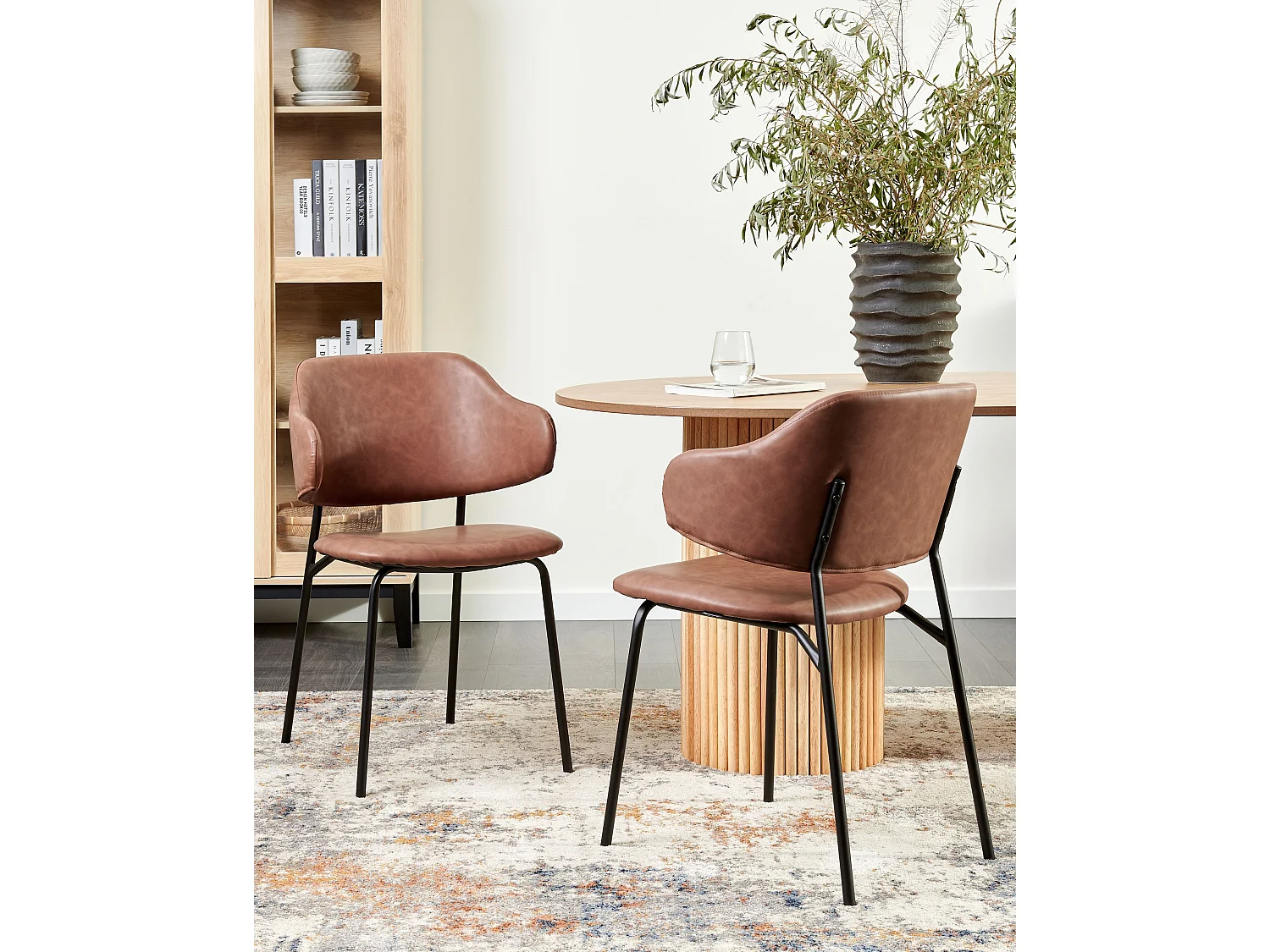 Lot de 2 chaises de salle à manger KENAI Cuir PU Marron