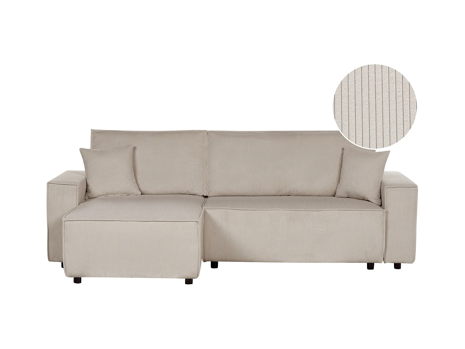 Canapé-lit Angle gauche Extensible pour Couchage et Coussins Amovibles Rembourrés en Velours Côtelé Beige Abacka