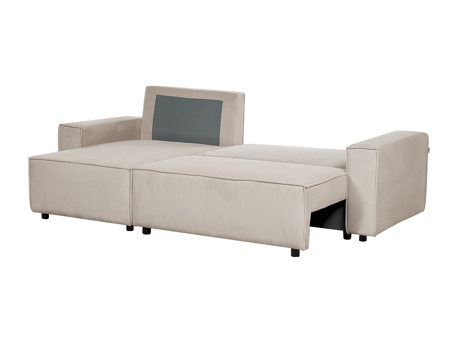 Divano letto angolare ABACKA Velluto a coste Beige 3 posti Lato destro