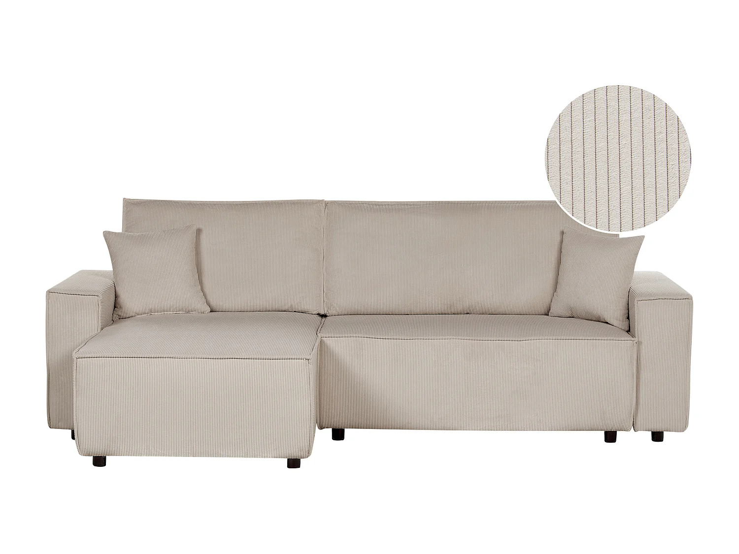 Corner Sofa Bed 3 Seater ABACKA Corduroy Beige Right Hand