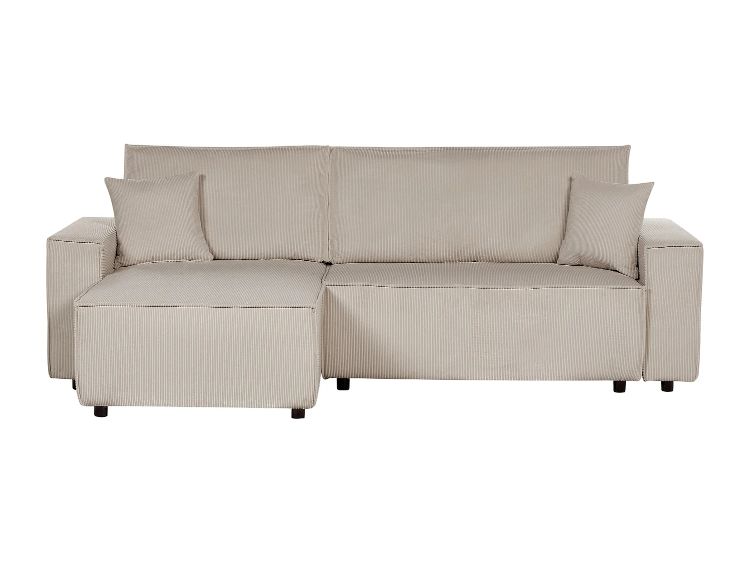 Corner Sofa Bed 3 Seater ABACKA Corduroy Beige Right Hand