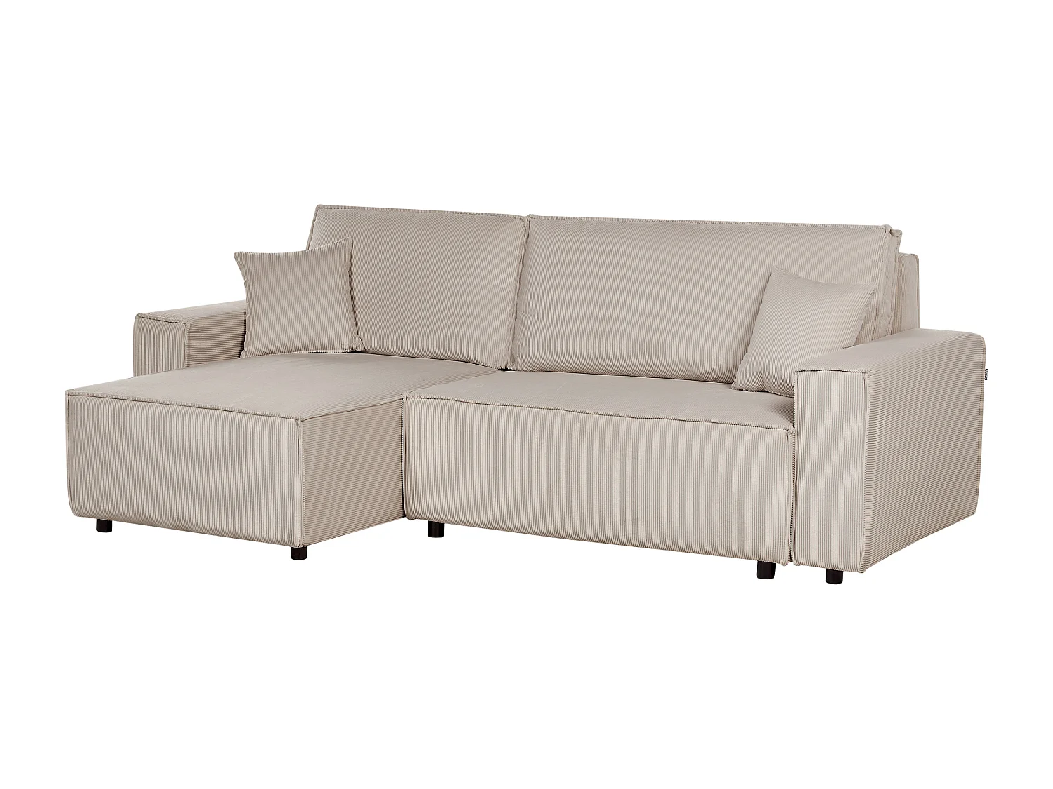 Corner Sofa Bed 3 Seater ABACKA Corduroy Beige Right Hand
