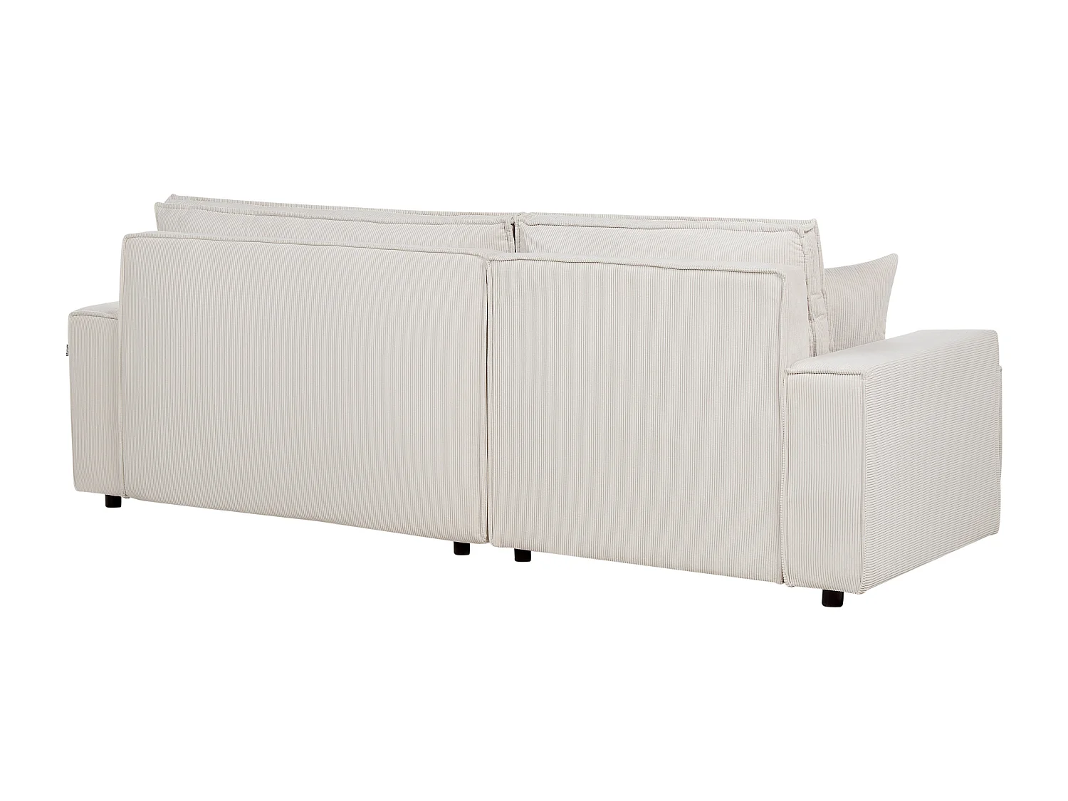 Canapé-lit Angle gauche Extensible pour Couchage et Coussins Amovibles Rembourrés en Velours Côtelé Blanc Cassé Abacka