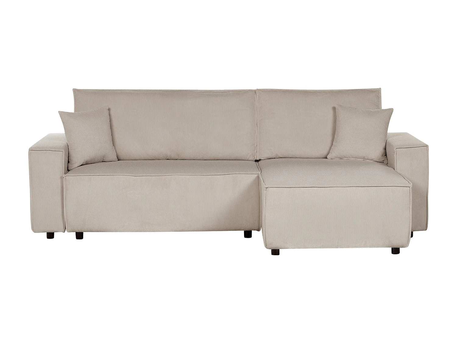 Canapé-lit Angle Gauche Extensible pour Couchage et Coussins Amovibles Rembourrés en Velours Côtelé Beige Abacka