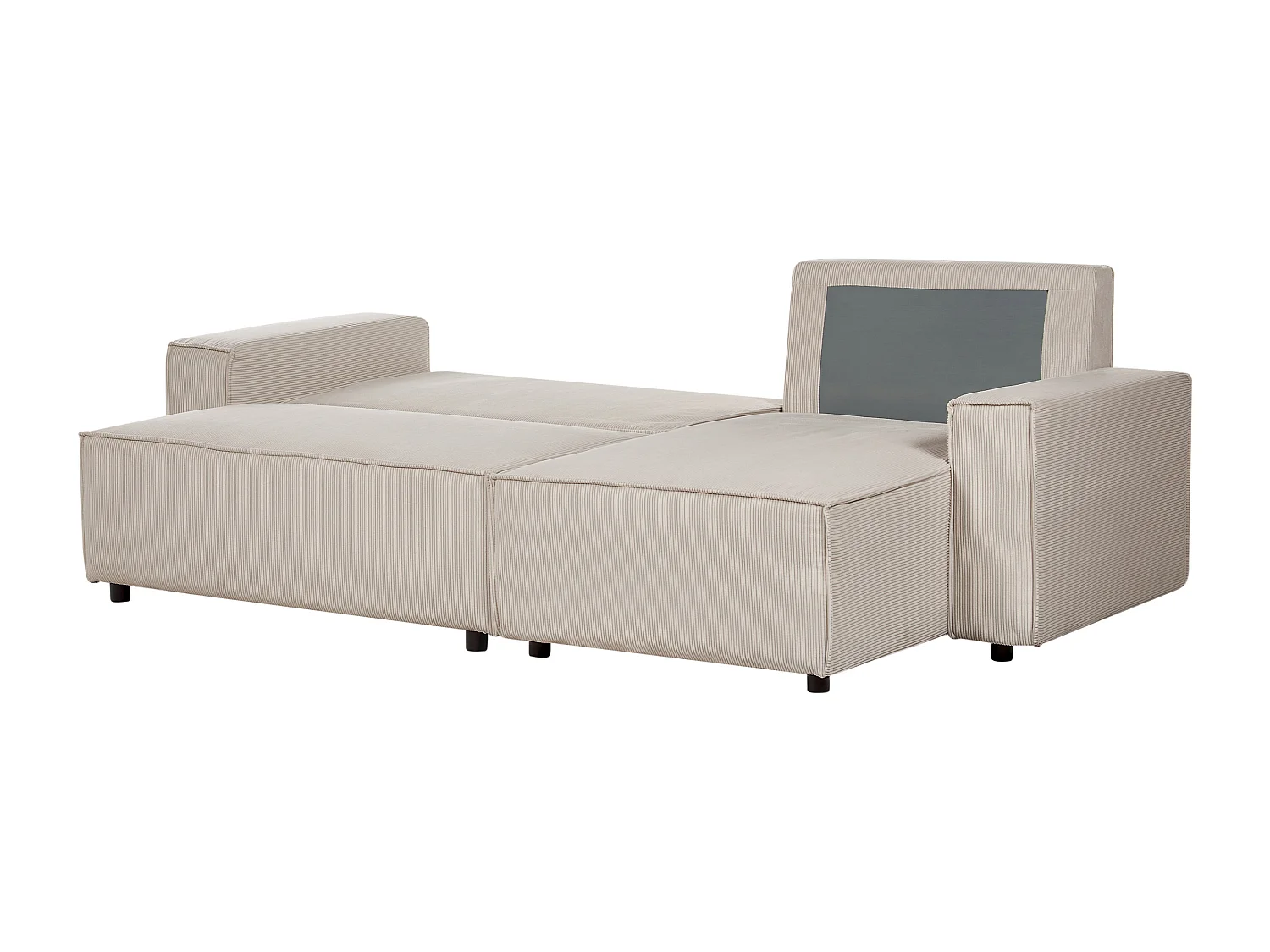 Canapé-lit Angle Gauche Extensible pour Couchage et Coussins Amovibles Rembourrés en Velours Côtelé Beige Abacka