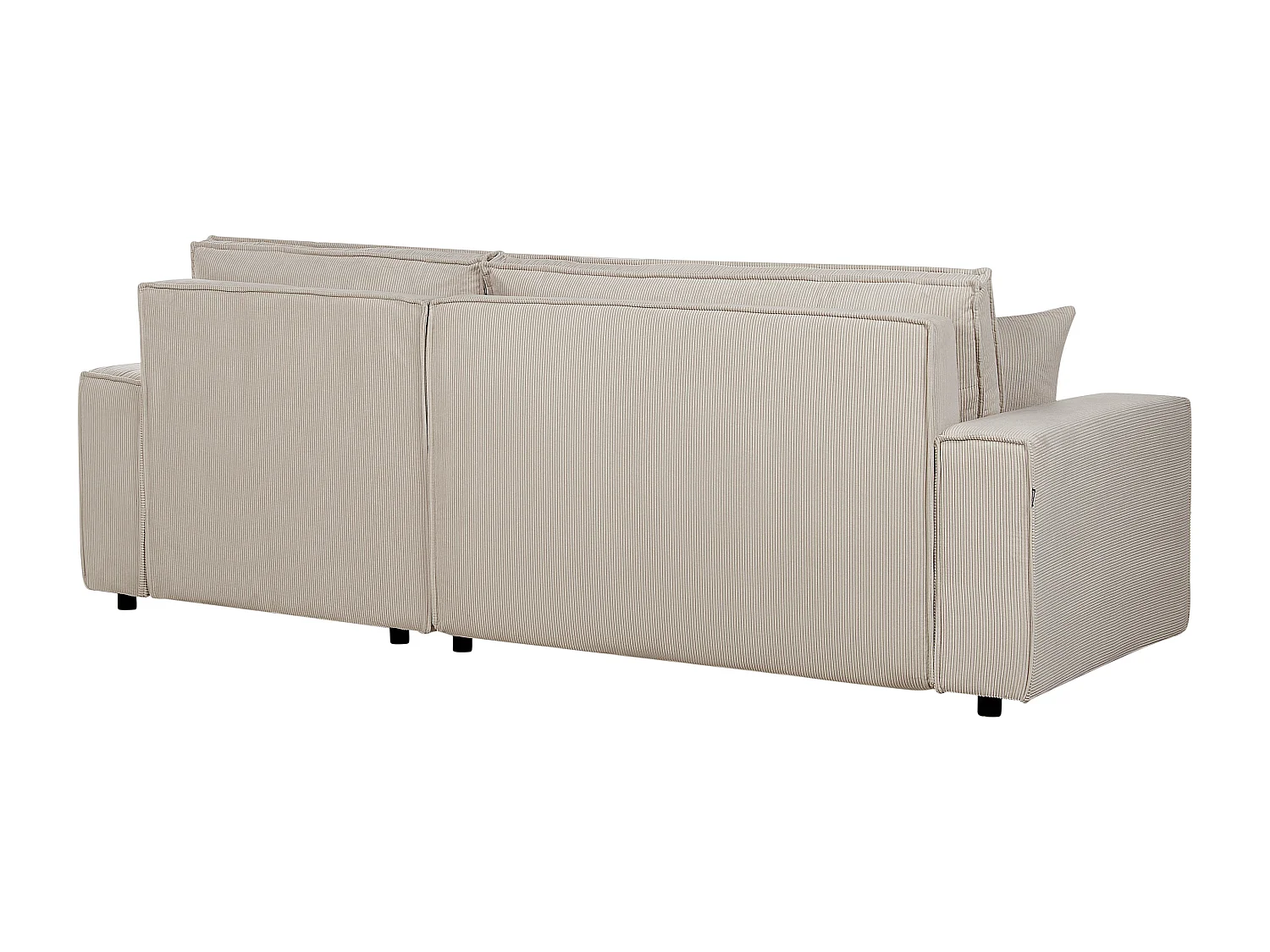 Canapé-lit Angle Gauche Extensible pour Couchage et Coussins Amovibles Rembourrés en Velours Côtelé Beige Abacka