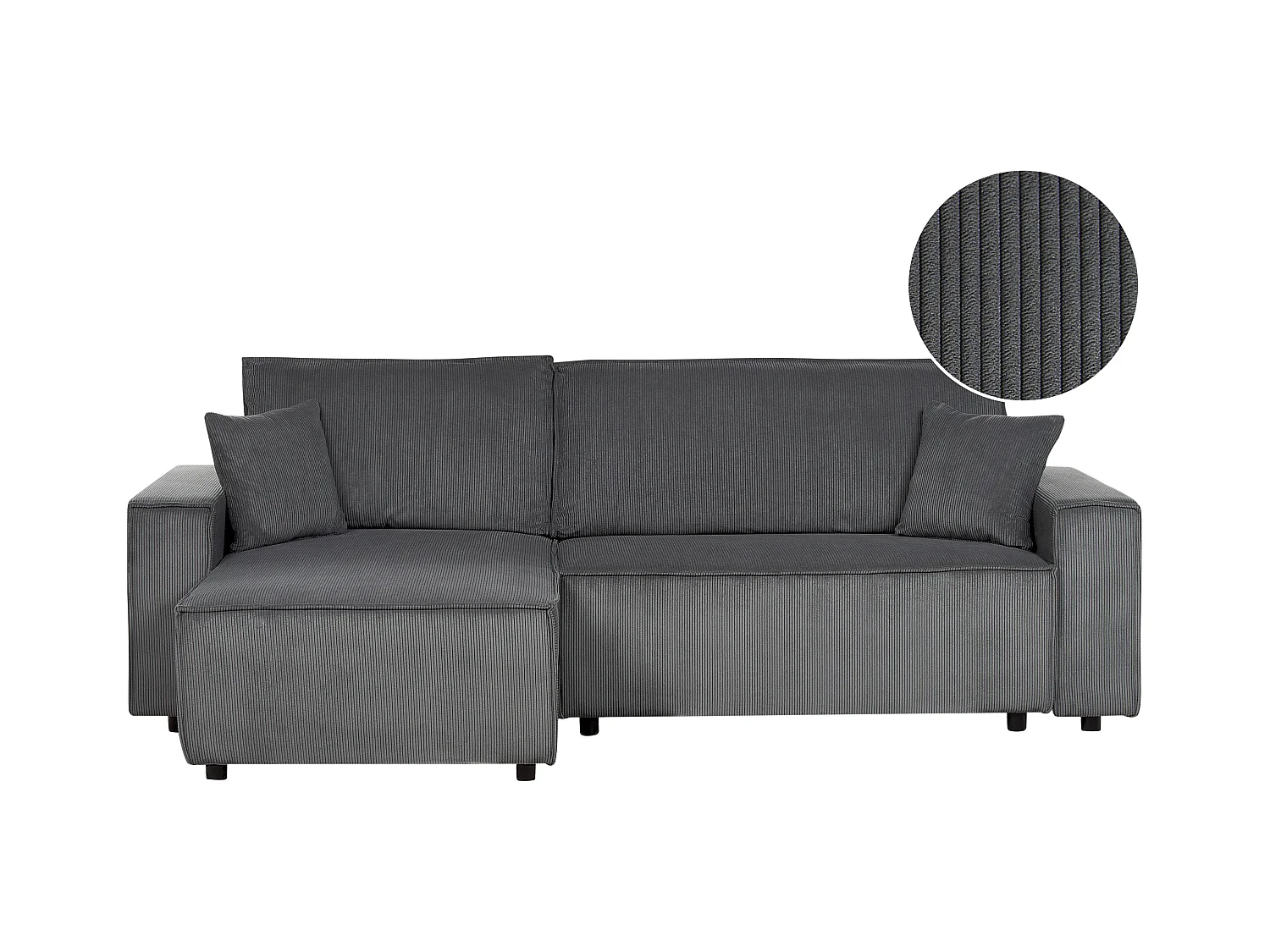 Canapé-lit Angle Droit Extensible pour Couchage et Coussins Amovibles Rembourrés en Velours Côtelé Gris Graphite Abacka