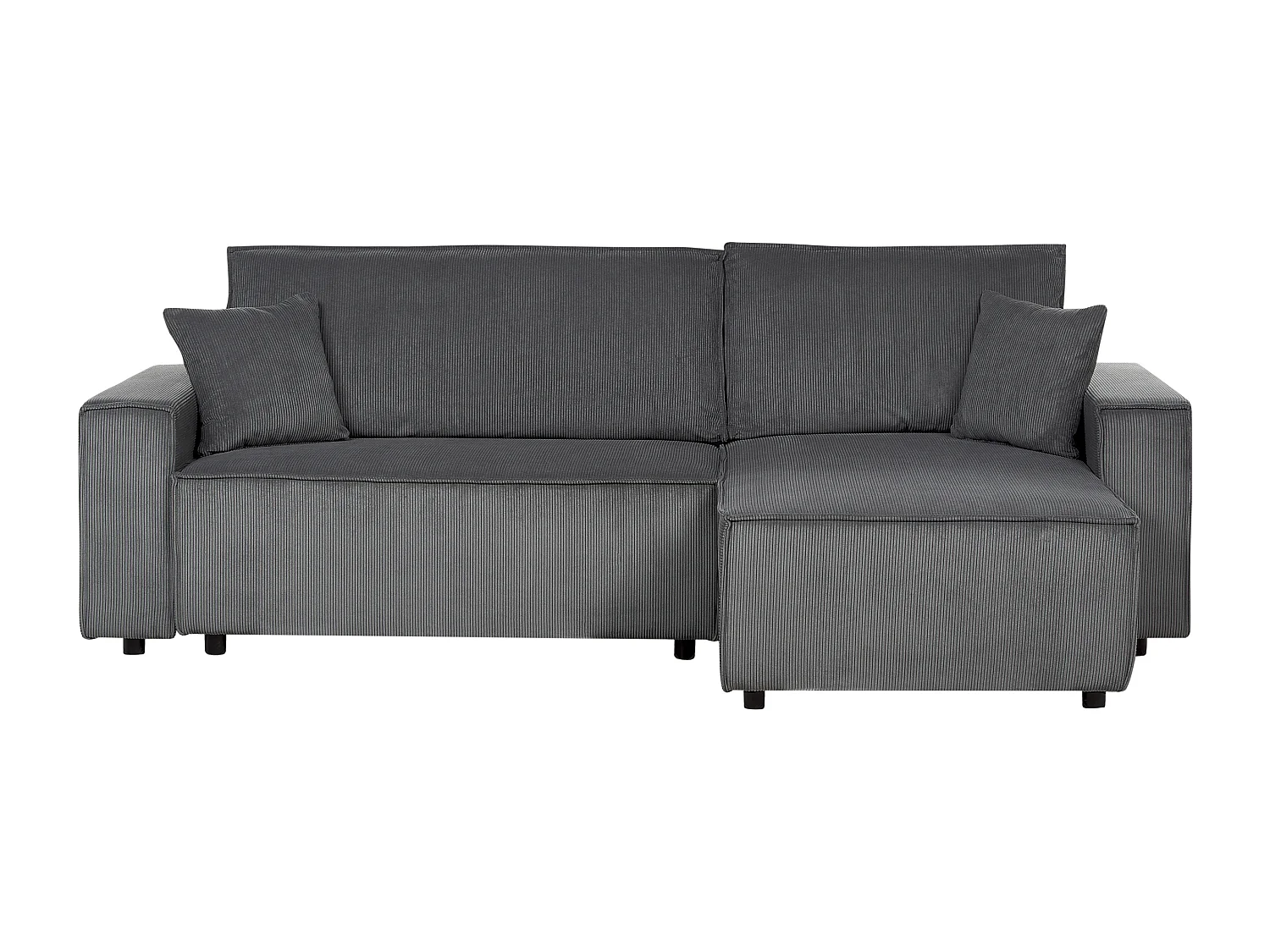 Canapé-lit Angle Gauche Extensible pour Couchage et Coussins Amovibles Rembourrés en Velours Côtelé Gris Graphite Abacka