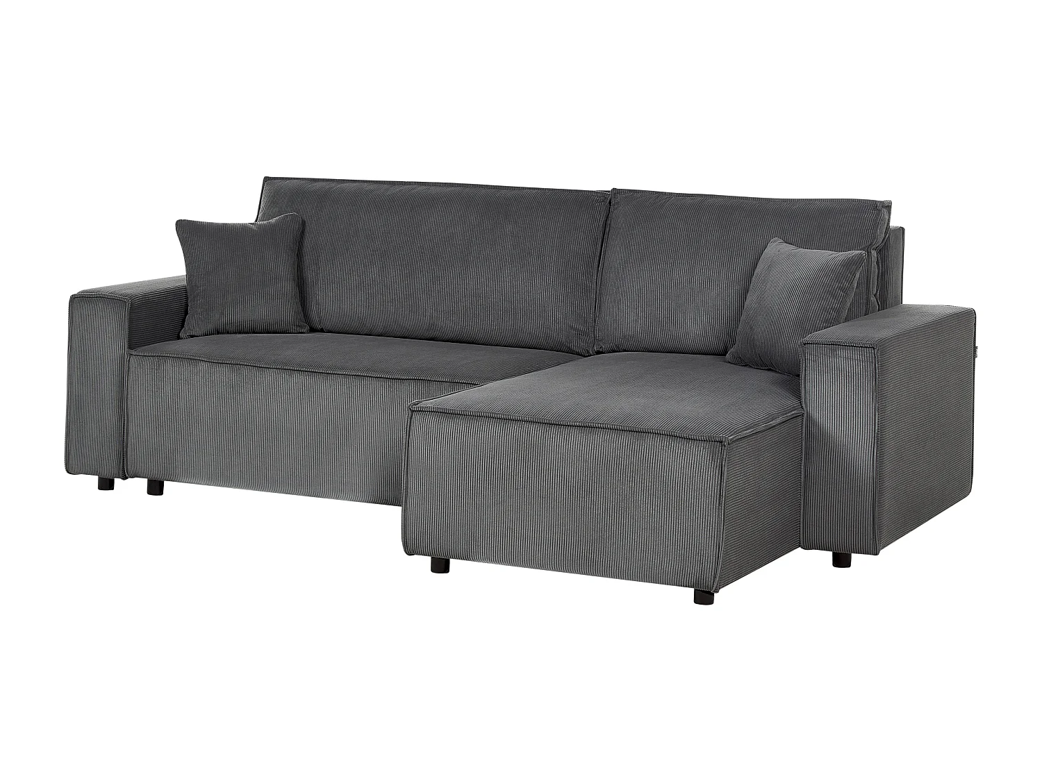 Canapé-lit Angle Gauche Extensible pour Couchage et Coussins Amovibles Rembourrés en Velours Côtelé Gris Graphite Abacka