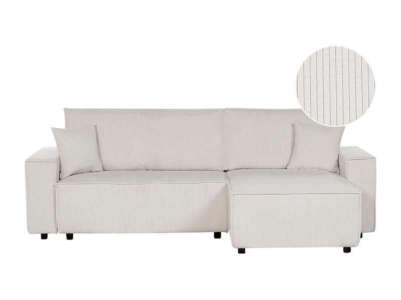 Sofá cama esquinero ABACKA Pana Blanco crema 3 plazas Izquierda