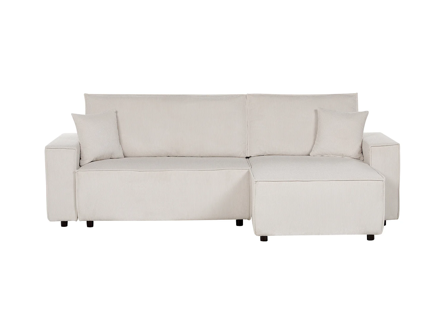2-Sitzer Ecksofa Cord weiß L-Form mit Schlaffunktion Chaiselongue links Abacka