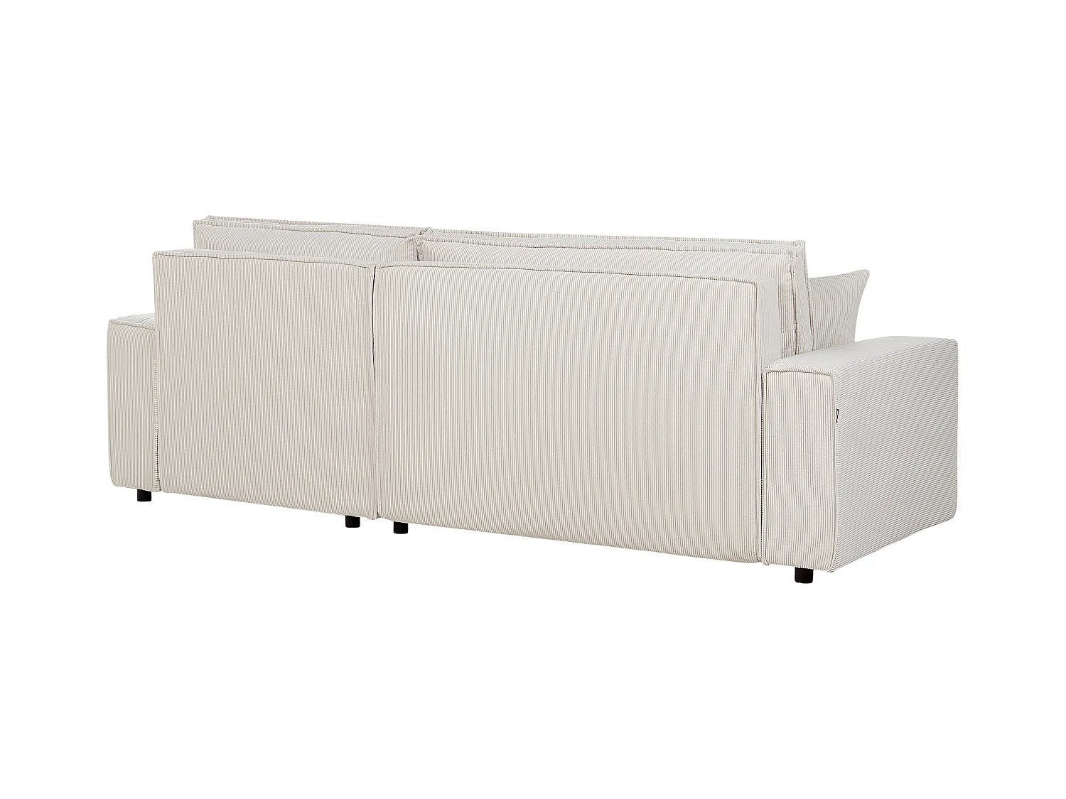 2-Sitzer Ecksofa Cord weiß L-Form mit Schlaffunktion Chaiselongue links Abacka