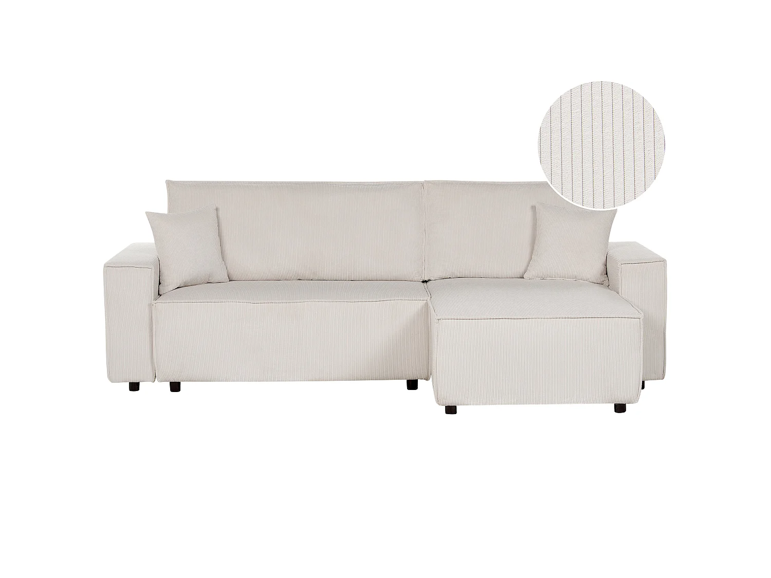 Corner Sofa Bed 3 Seater ABACKA Corduroy Off-White Left Hand