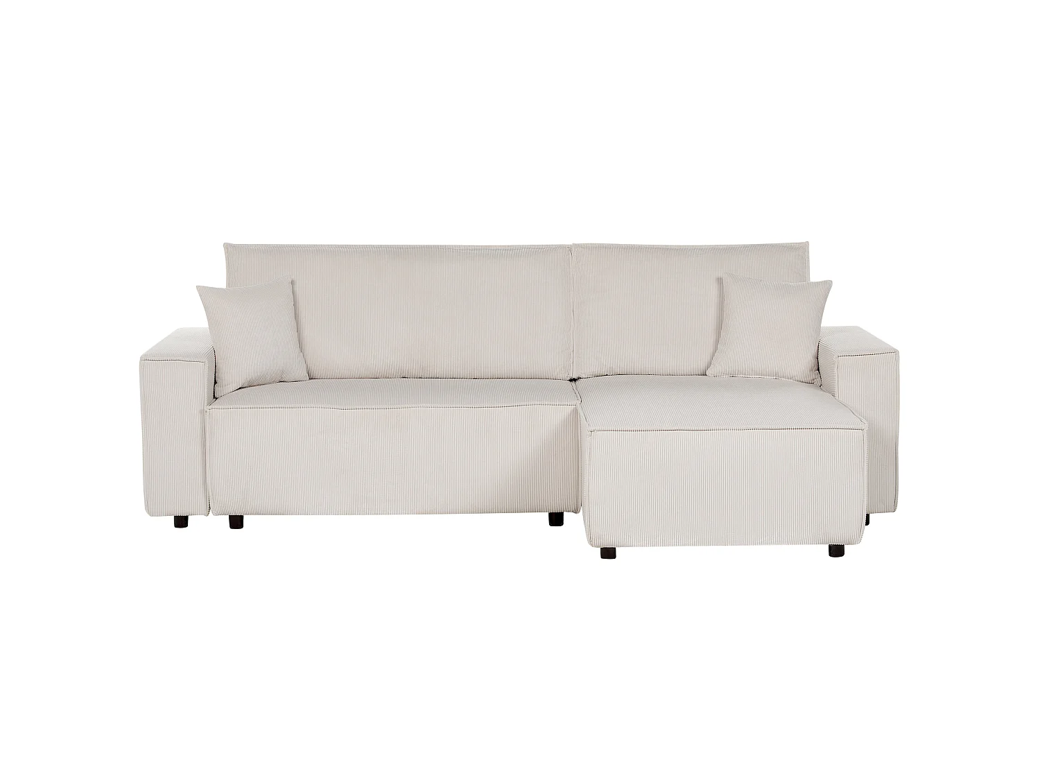 Corner Sofa Bed 3 Seater ABACKA Corduroy Off-White Left Hand