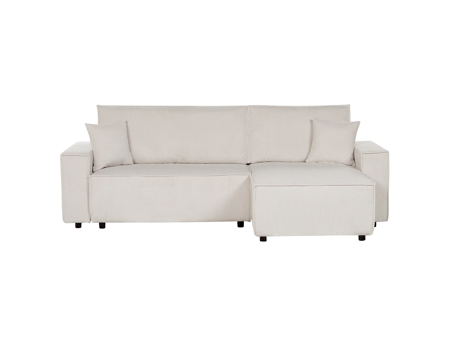 Corner Sofa Bed 3 Seater ABACKA Corduroy Off-White Left Hand