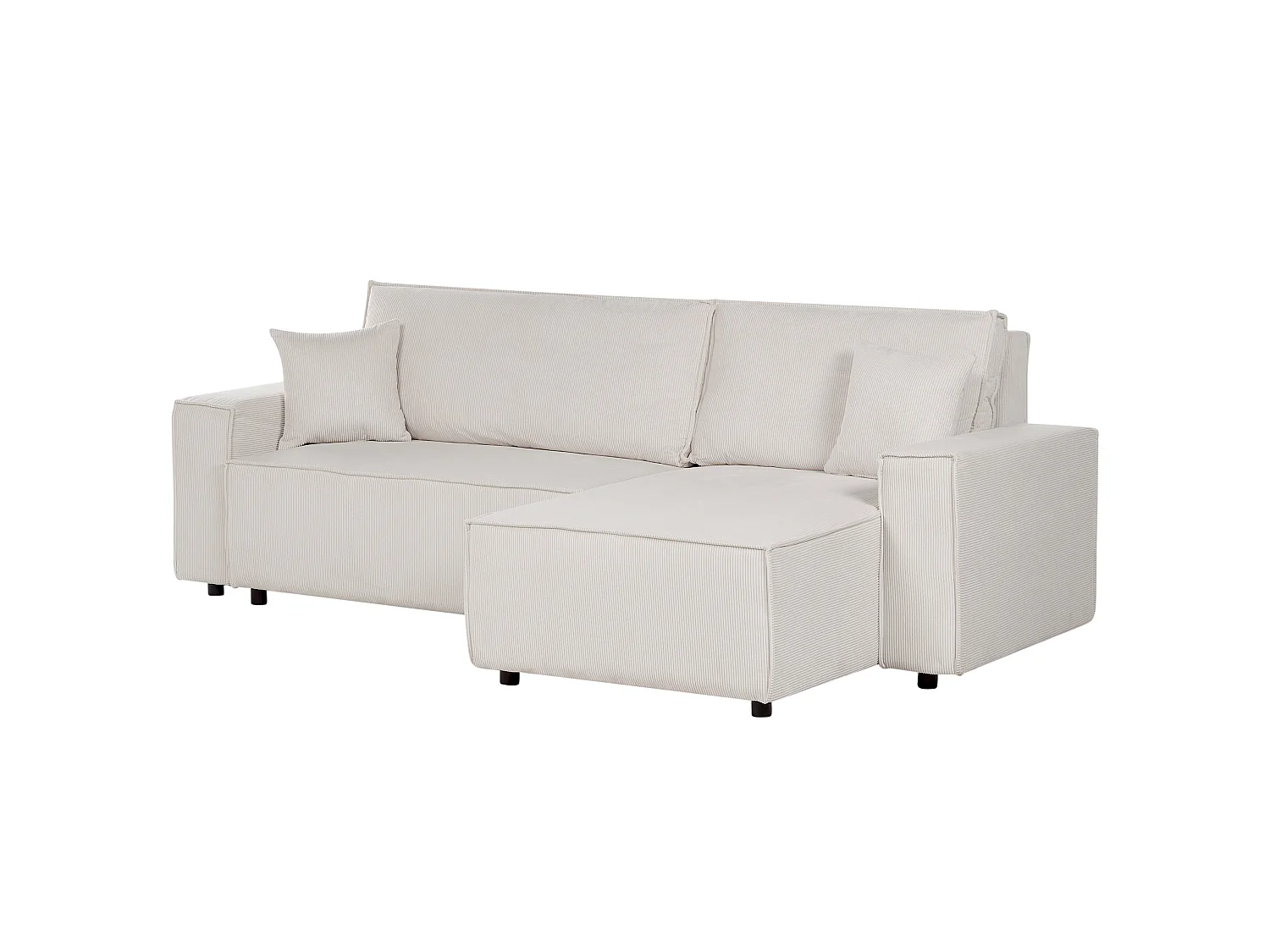 Corner Sofa Bed 3 Seater ABACKA Corduroy Off-White Left Hand