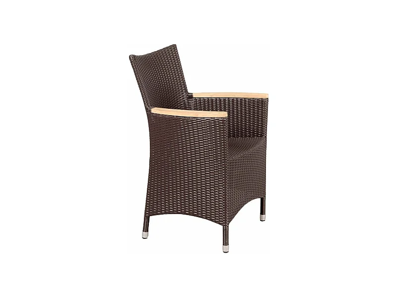 Fauteuil en polyrésine chocolat avec accoudoirs teck