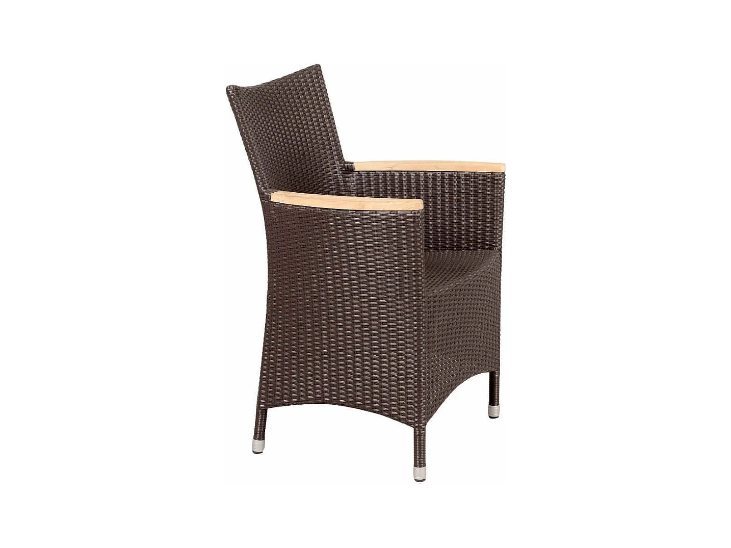 Fauteuil en polyrésine chocolat avec accoudoirs teck