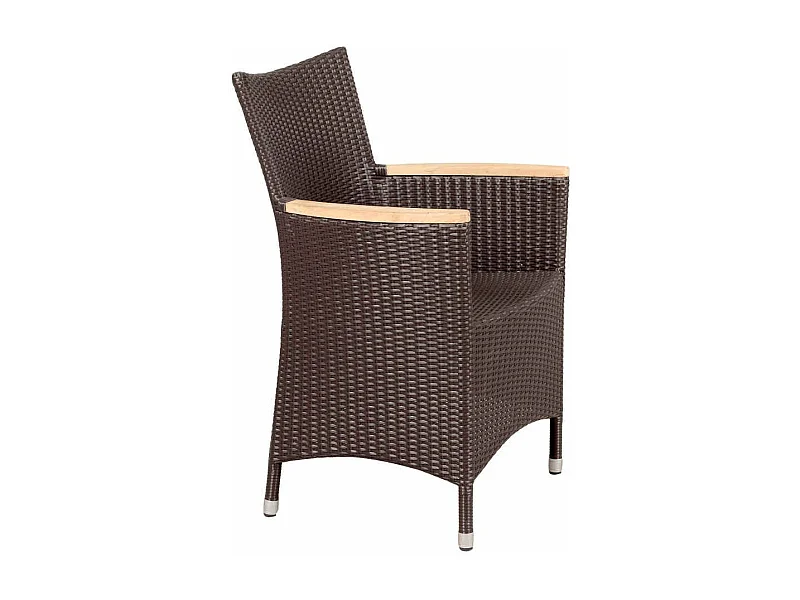 Fauteuil en polyrésine chocolat avec accoudoirs teck