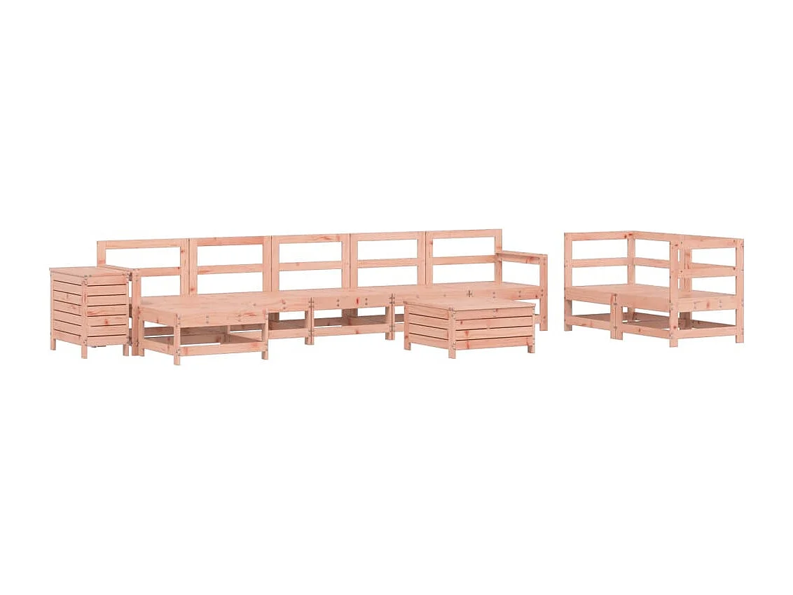 Set Divani da Giardino 10 pz in Legno Massello Abete Douglas