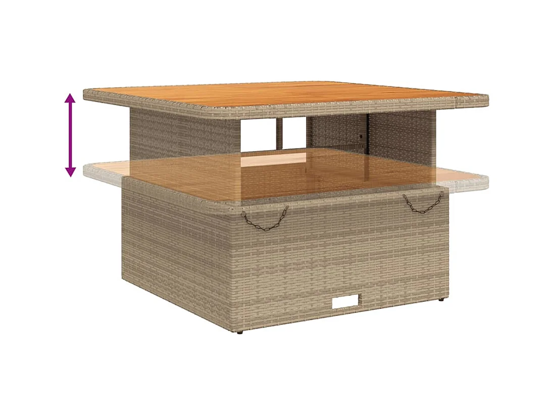 Ensemble à manger de jardin avec coussins 5pcs Beige poly rotin