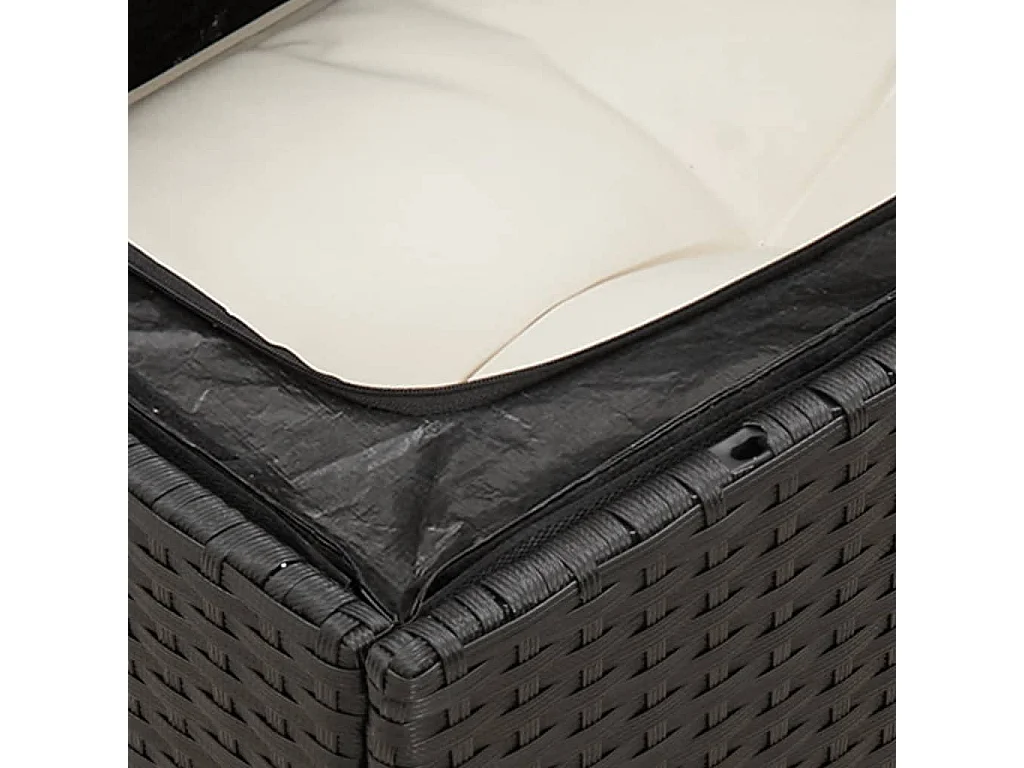 10 pcs conjunto sofás de jardim c/ almofadões vime PE preto