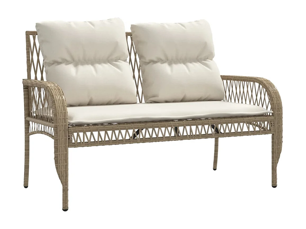 Set Divano da Giardino 4 pz con Cuscini Beige in Polyrattan