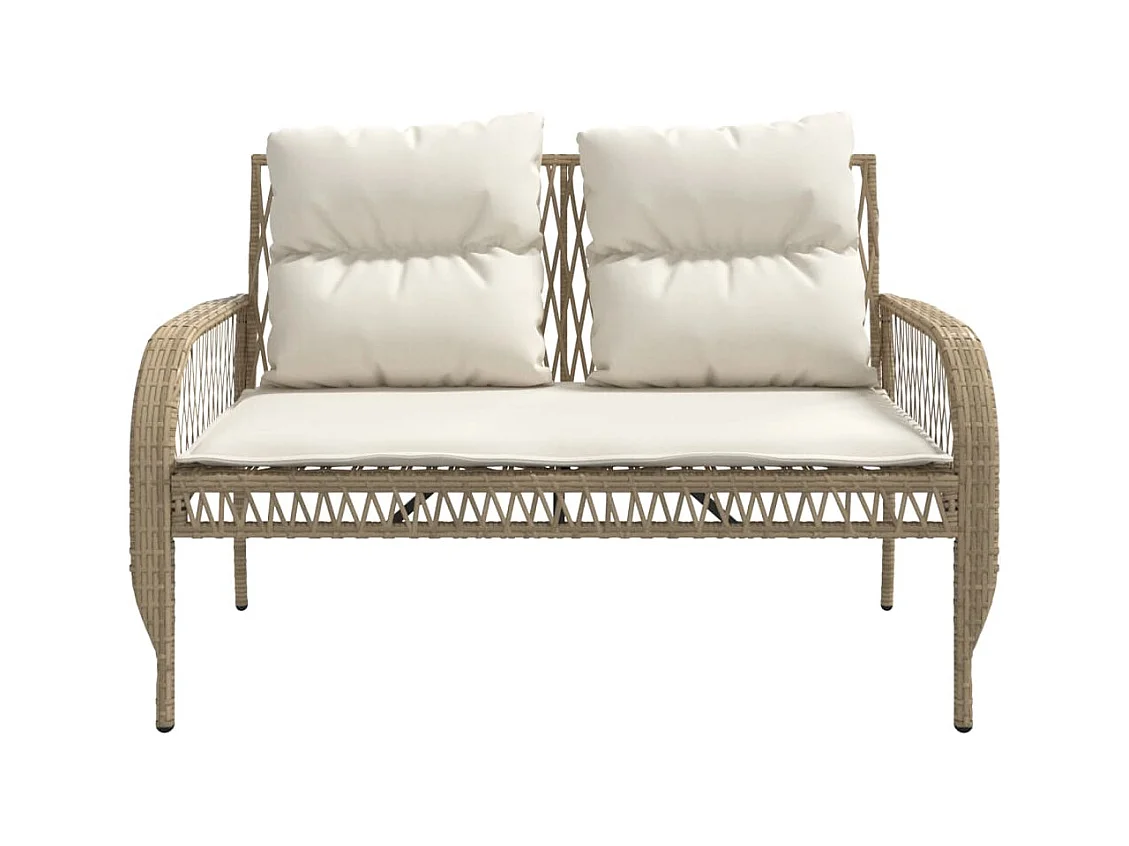 Salon de jardin avec coussins 4 pcs beige résine tressée