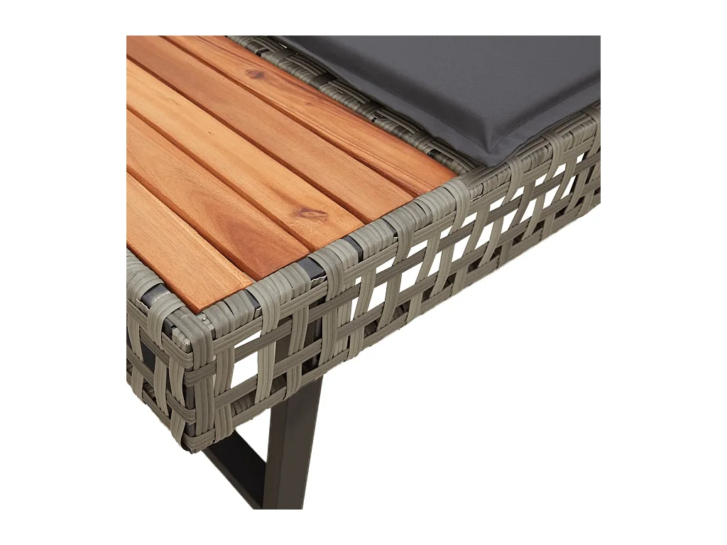 2-delige Loungeset met kussens poly rattan en acaciahout grijs