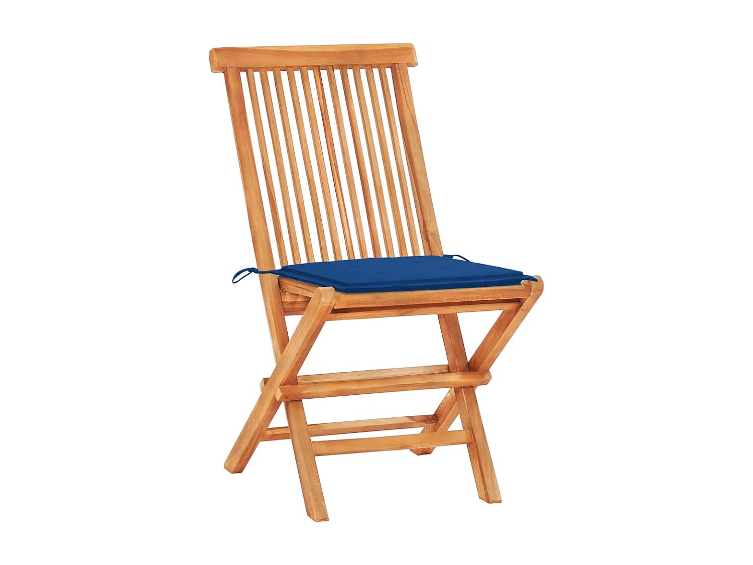 Ensemble de bistro 3 pcs avec coussins bleu royal Bois de teck